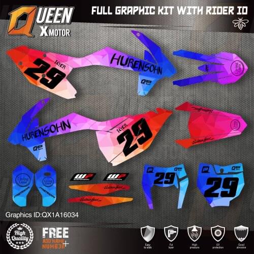 QUEEN X MOTOR Custom Team Graphics Decals Stickers Kit For KTM 2016 2017 2018 SX SXF , 2017 2018 2019 EXC XC-W EXC-F 034