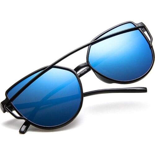 RILIXES Fashion Cat Eye Sunglasses Twin-Beams Women Mirror Reflective Flat Vintage Brand designer Sun Glasses UV400 Eyewear