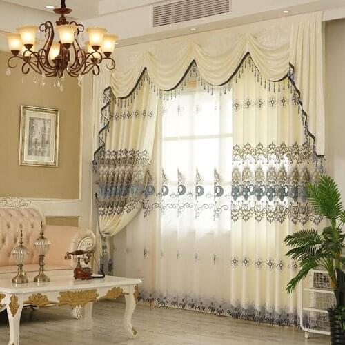 Luxury European Sheer Embroidery with High Quality Shading Curtains for Bedroom Living Room Decoration Silk Elegant Tulle Blinds