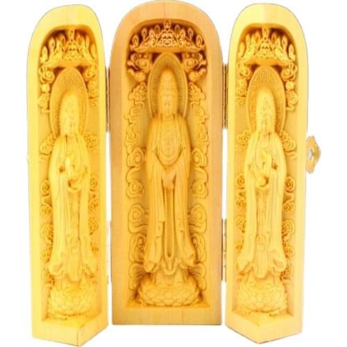 MANUAL SCULPTURE DELICATE BOXWOOD BUDDHA STATUE BOX