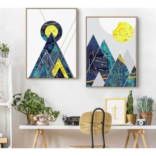 Nordic abstract geometry mountain Wall Art Canvas Poster and Print Canvas Painting Decorative Picture for Living Room Home Decor