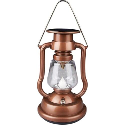 Solar Lantern Camping Lantern Antique Lantern Outdoor Tent Hanging Lantern Portable Camping Lamp Retro LED Light Garden Decor