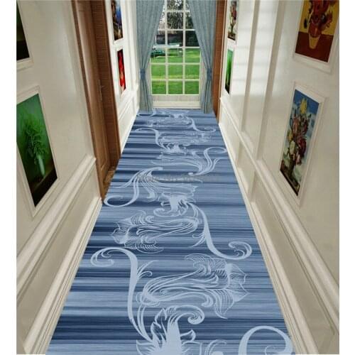 Modern Blue Hallway Corridor Carpets Home Hotel Long Aisle Rug Entrance Doormat Anti-Slip Kitchen Stair Carpet Party Floor Rugs