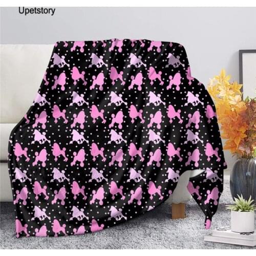 Upetstory 3D Lovely Poodle Dog Printed Warmth Throw Blanket Super Soft Sherpa Fleece Blankets On Sofa Adults Kids Bedspread