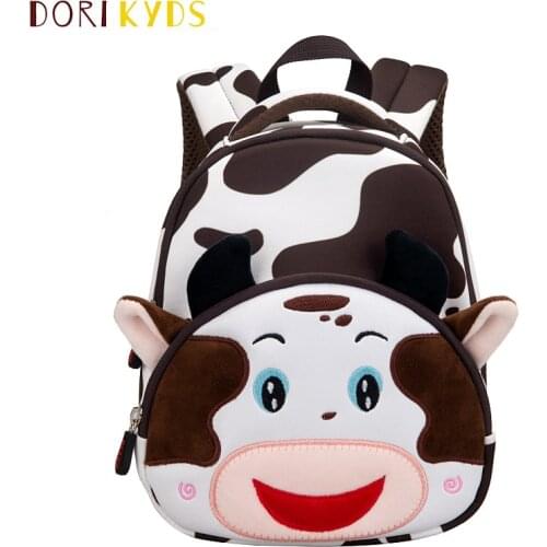 DORIKYDS Cute Cow Design Kids Toddler School Bags High Quality Waterproof 3D Animals Kindergarten Children Girls Boys Backpacks
