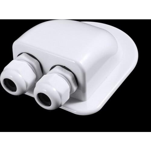 Waterproof ABS Junction Box White Double Cable Gland Box Entry Gland Roof Top Solar Panel Case For RV Boat Yacht Accessories