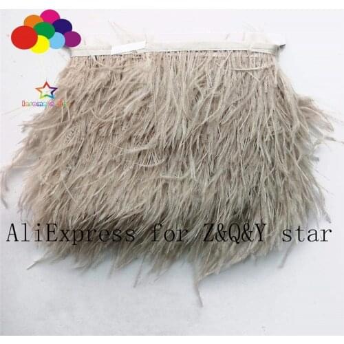 Z&Q&Y natural beautiful ostrich hair dyed khaki made into cloth masquerade costume DIY accessories crafts feathers