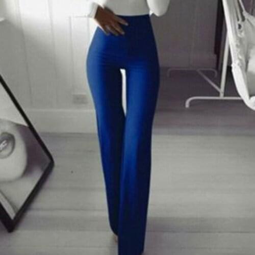 Women Fashion Trousers 2021 Autumn New Multi Colors High Waist Trumpet Pants Ladies Commuter Stretch Full Length Pants