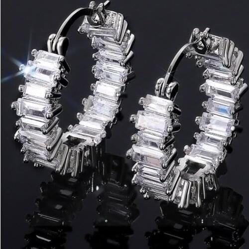 2021 New Trendy Rectangle Pear 925 Sterling Silver Earrings for Women Party Gift Jewelry Wholesale E6481