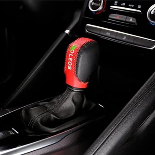Foal Bruning 1 Piece Black Leather Car Gear Head Shift Knob Protection Cover Case For Renault Koleos 2017 2018 Accessories