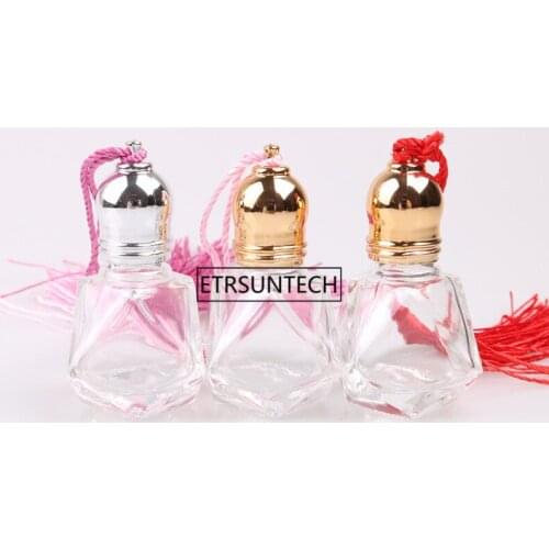 100pcs 8ML Diamond Shape Refillable Essential Oil Roll-on Glass Perfume Bottle Lip Balms Roll On Bottles F3099