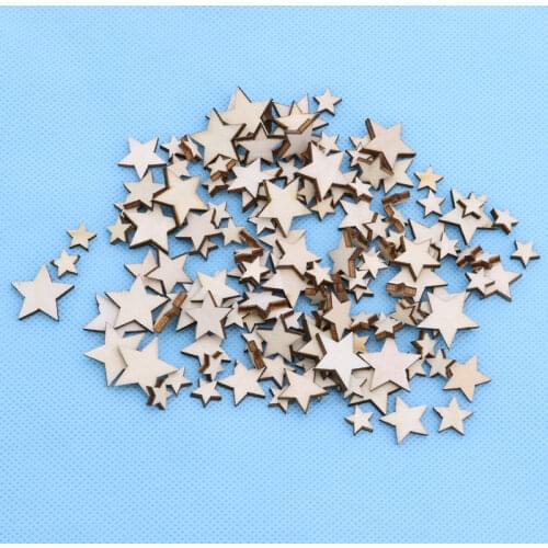 100pcs Wooden Mixed Wood Mini Stars Craft Scrapbooking Wedding Table Decor DIY