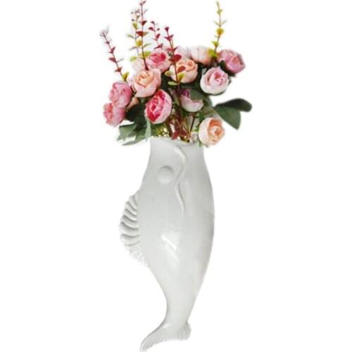 3D Ceramic Fish Wall Decorative Vases European-style Creative Flower Inserts Decorations Wall Stickers Ceramic Craft Home Decor
