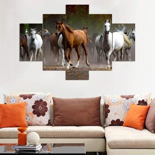 5 Panel Animal Canvas Painting Art Print Horse Canvas And Poster With Frame Wall Art Painting Decoration Living Room Wall Art Pi