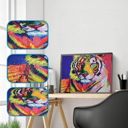 5D DIY Diamond Painting Full Square Cross Stitch Diamond Embroidery Colorful Tiger Needlework Rhinestone Paintings Home Gift