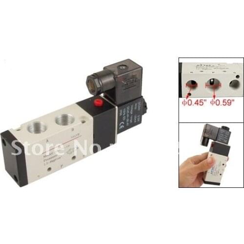 Free Shipping AC 220V 5 Way Exhaust 1/4" Ports 3/8'' Solenoid Valve 4V310-10 Inner Guide Valves 5 pcs In 1 Lot