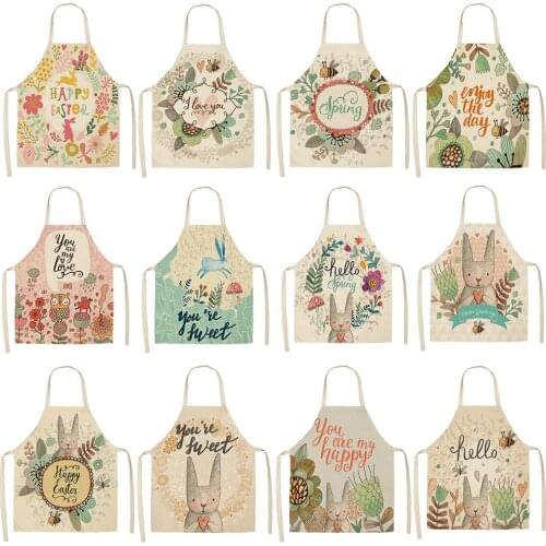 Cotton and linen apron kitchen Nordic apron apron smock adult 68X55cm