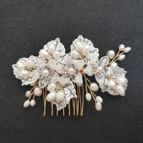 SLBRIDAL Handmade Wired Crystal Freshwater Pearls Bridal Hair Comb Wedding Hair Accessories Women Bridesmaids Hair Jewelry