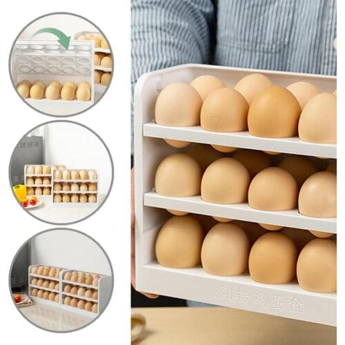 Nice-looking Durable Food Storage Organizer Egg Box Refrigerator Gadget White Egg Storage Box Eco-friendly for Daily Life
