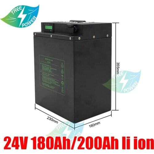 24V Lithium battery 24V 180AH 200Ah li-ion battery for 2000W RV EV scooter solar golf cart UPS +10A Charger