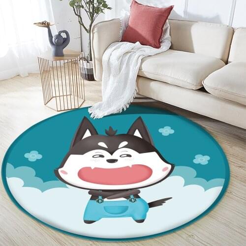Alfombra Fashion Children Round Carpet Non-Slip Cute Cat Pattern Children Flannel Carpet Baby Hand Print Carpet Baby Play Mat