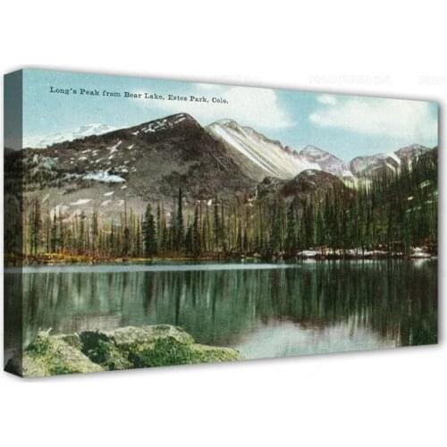 Rocky Mountain National Park, Bear Lake View of Longs Peak, Estes Park Vintage Poster Wall Decor Travel Poster for home decor