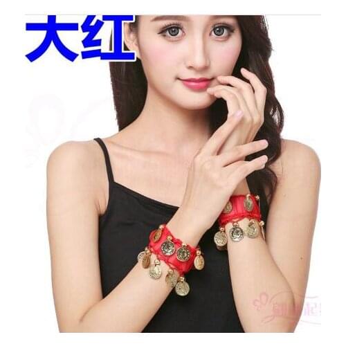 Belly Dance Bracelet (A Pair) Dance Performance Wrist Ornament Belly Dance Practice Chiffon Penny Ornament