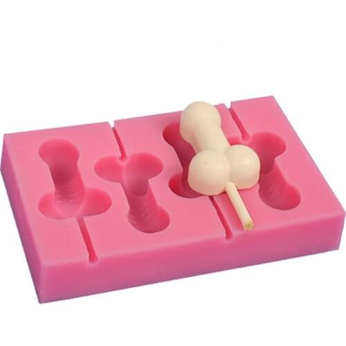 3D Dick Penis Shape Lollipop Mold Silicone Form Candy Cake Decorating Ice Cube Chocolate Fondant Soap Bar Mould Baking Tool