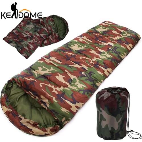 High Quality Cotton Camping Sleeping bag 15~5degree Envelope Style Army Military camouflage sleeping bags Outdoor Sports XA278D