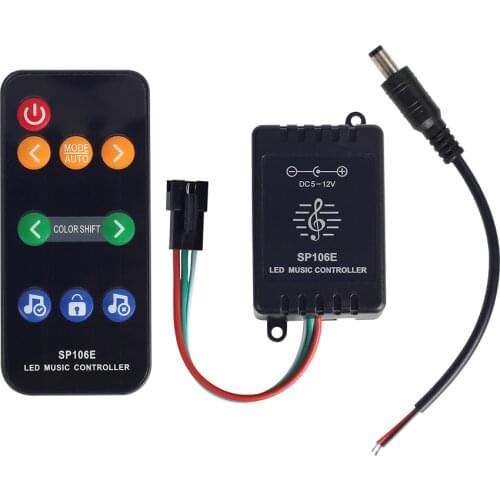DC5-12V SP106E 9keys music Controller for DC5V-12V WS2811/WS2812B/6812/1903/6803 Magic LED tape digital colorful music control