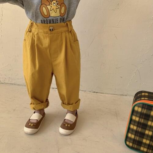 Spring cotton children casual pants boys and girls 3 colors all-match straight trousers 1-6Y