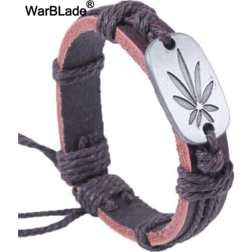 WarBLade 10pcs Vintage Leather Maple Bracelets Bangles Charm Bracelets For Women Men Friendship Lucky Leaf Wristband Jewelry