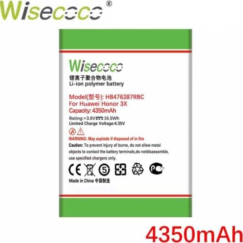 Wisecoco 4350mAh HB476387RBC Battery For Huawei honor 3X G750 B199 G750-T00 G750-C00 Phone+Tracking Number