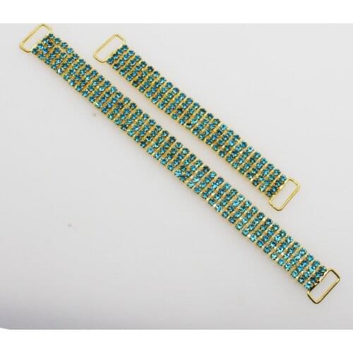 Fashion new 1pc Crystal Lake blue Rhinestone Bikini Swimwear Connectors/ Buckle crafts Metal Chain Swimwear clothing decorate