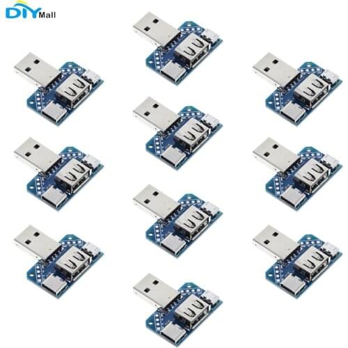 10pcs XY-USB4 USB Head Switchboard Male USB Connector to Type-c Micro Female USB 2.54-4P transfer test board USB adapter plate