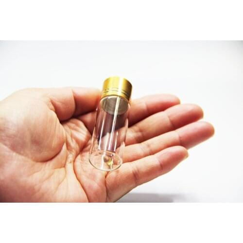 100pcs 22*60mm 14ml Mini Clear Glass Essential Oil Liquid Bottle Gold Aluminum Cap Samples Glass Containers Jars Wedding Decor