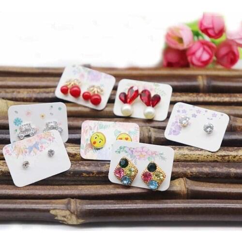 100PCS 3.5*2.5cm multi color Paper cute Stud earring HangTag card custom logo cost extra Jewelry Display packing Card