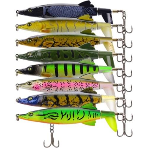 2PCS/lot 16G/13CM Propeller Topwater Artificial crocodile Bait Hard Popper Soft Rotating Tail Pencil Fishing Lure