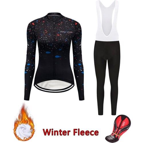 2021 women cycling clothing winter thermal fleece bike jersey set female mtb bicycle clothes suit sport skinsuit kit wear dress