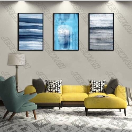 Blue and Gray Series Abstract Poster Nordic Style Wall Art Canvas Print Painting Modern Living Room Decoration