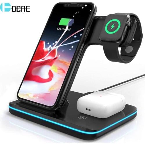 3 In 1 Qi Wireless Charger Stand for Apple Watch 6 SE 5 4 3 2 Airpods Pro 15W Fast Charging Dock Station For iPhone 12 11 XR X 8