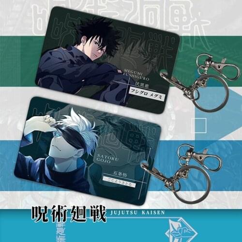 Anime Jujutsu Kaisen Student ID Bus Bank Cards Holder Keychain Case Cover Pendant Toy Prop Decor Cosplay Gift Keyring