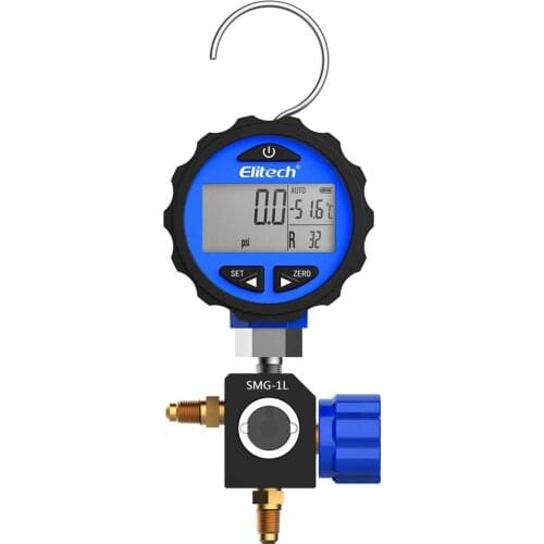 Elitech SMG-1L Refrigeration HVAC Digital Pressure Gauge for 87+ Refrigerants with Backlight -14.5-500 PSI