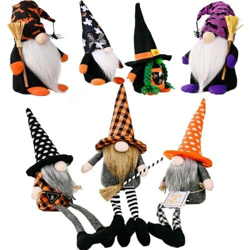 Halloween table Decor Long Legs with Broom Faceless Gnome doll 2021 Halloween For Home Party home Decoration Hanging Ornaments