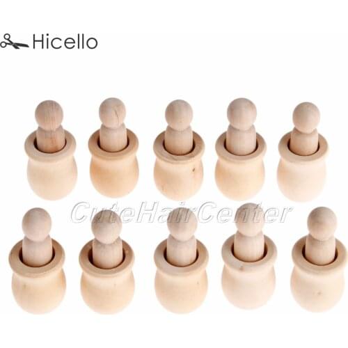 10pcs Wooden Peg Dolls Wood People Nesting Unpainted Montessori Toys Unfinished Natural Decoration DIY Accessories Hicello
