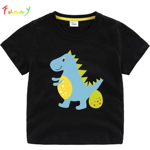 100% Cotton Kids T Shirt Cartoon Dinosaur Print Harajuku Shirt Short Sleeve Tops Tees Unisex Girls Boys Clothes Vetement Fille