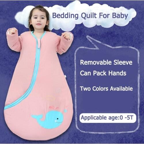 Organic Cotton Baby Sleeping Bag With Long Sleeve Winter Wearable Blanket Sack for Toddler Thicken Warm Sleep Bag Footmuff