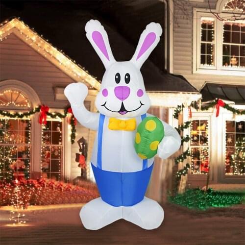 Giant 1.9M White Rabbit Easter Bunny with LED Lights Inflatable Toys for Outdoor Family Home Party Decoration Office Ornament
