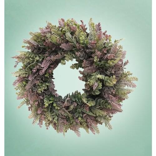 Artificial Eucalyptus Wreath Flower Spring Summer Garland for Outdoor Front Door Wall Home Wedding Celebration Decor