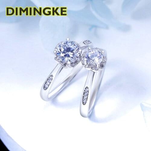 DIMINGKE 0.5/1CT D Moissanite S925 Silver Ring Passed Diamond Test High-end Womens Jewelry Wedding Party Birthday Gift